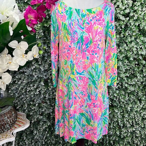 Lilly Pulitzer Multi Fan Sea Pants UPF 50+ Sophie Dress - Picture 1 of 14